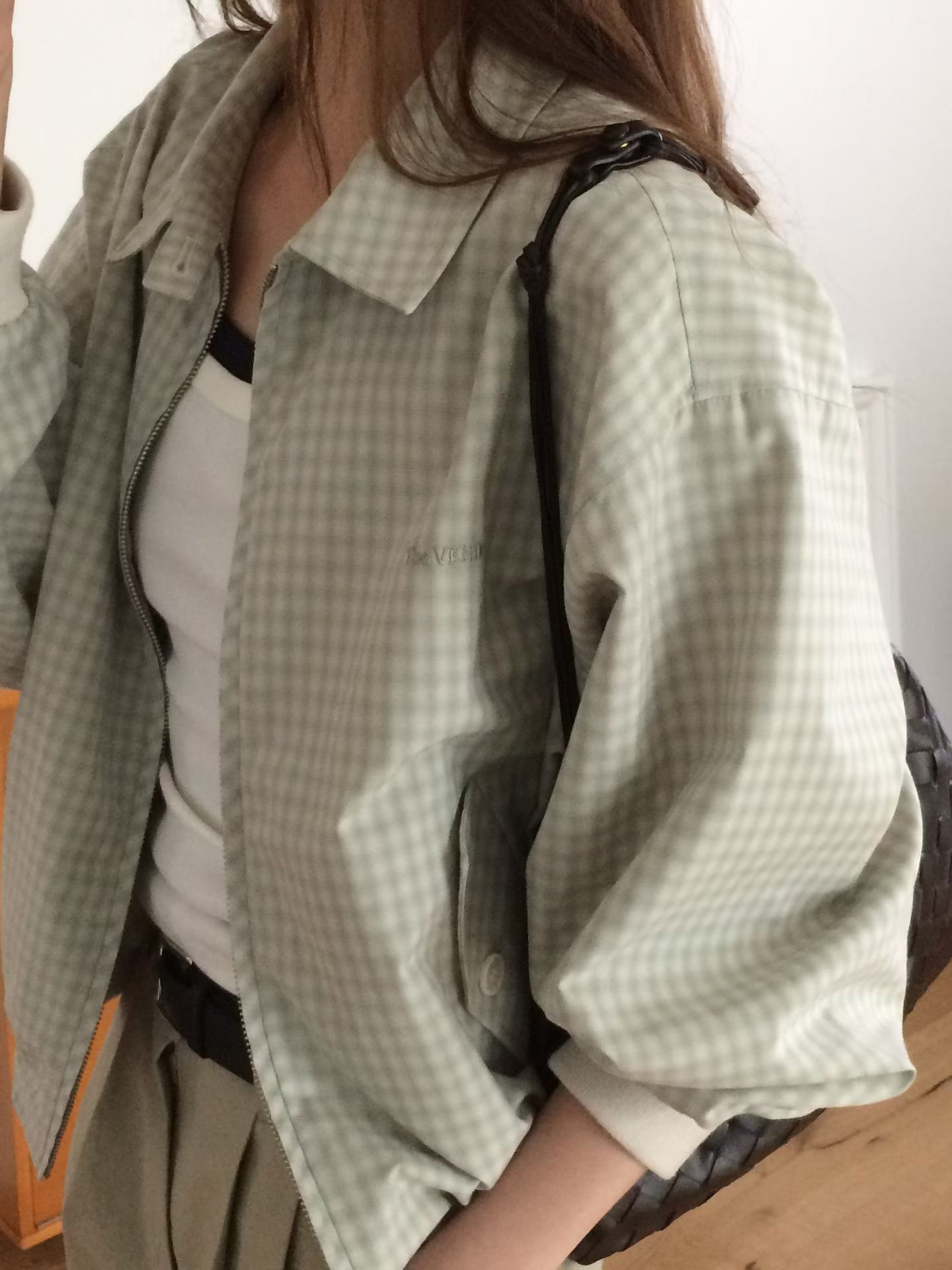 A63.日本布清甜小格紋外套