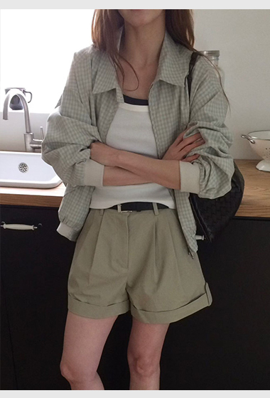 A63.日本布清甜小格紋外套