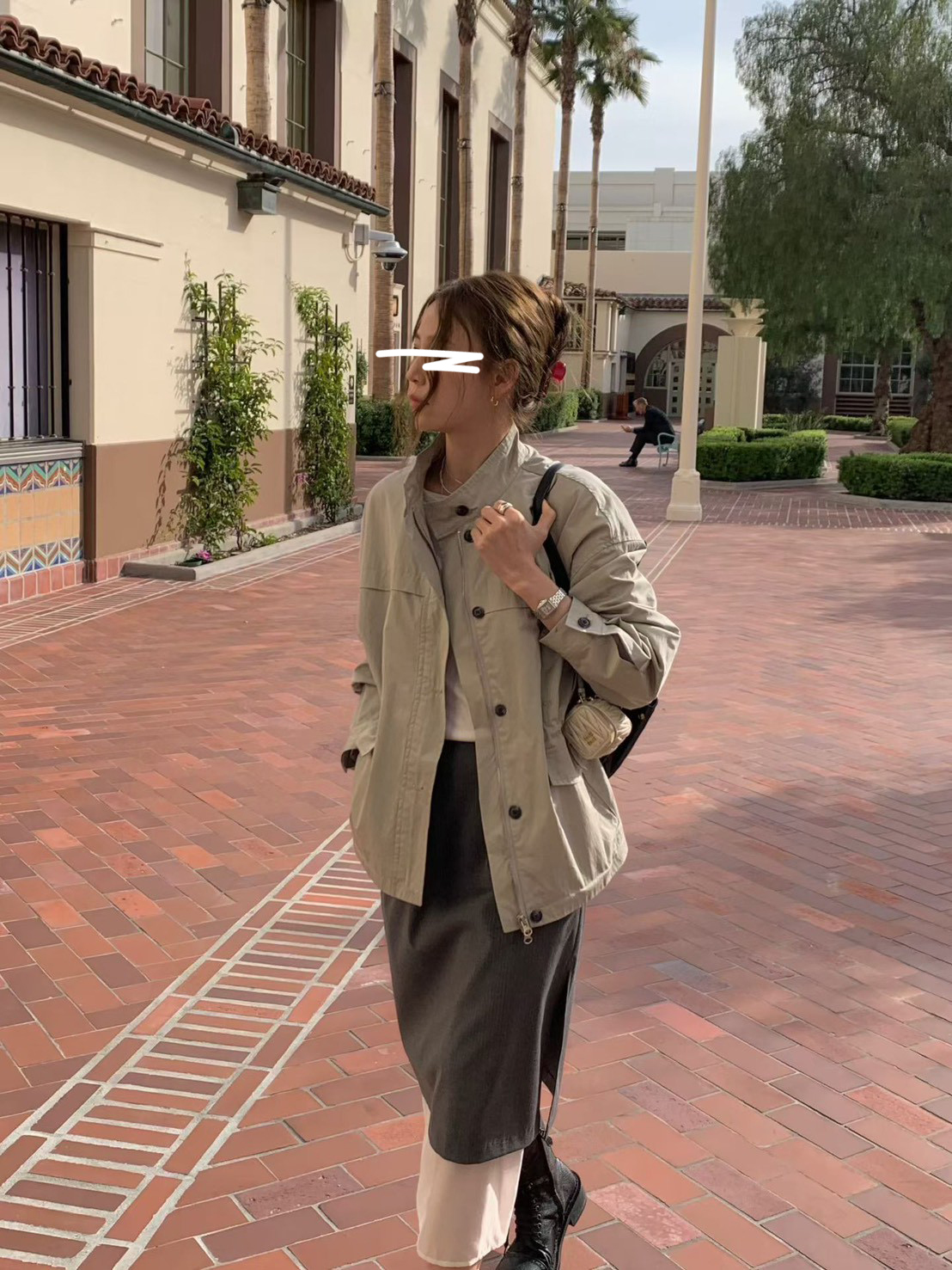 A59.淡雅收腰休閒口袋外套