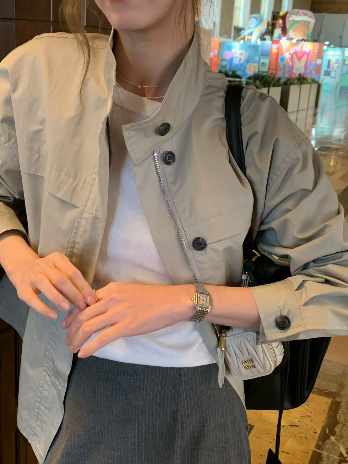 A59.淡雅收腰休閒口袋外套