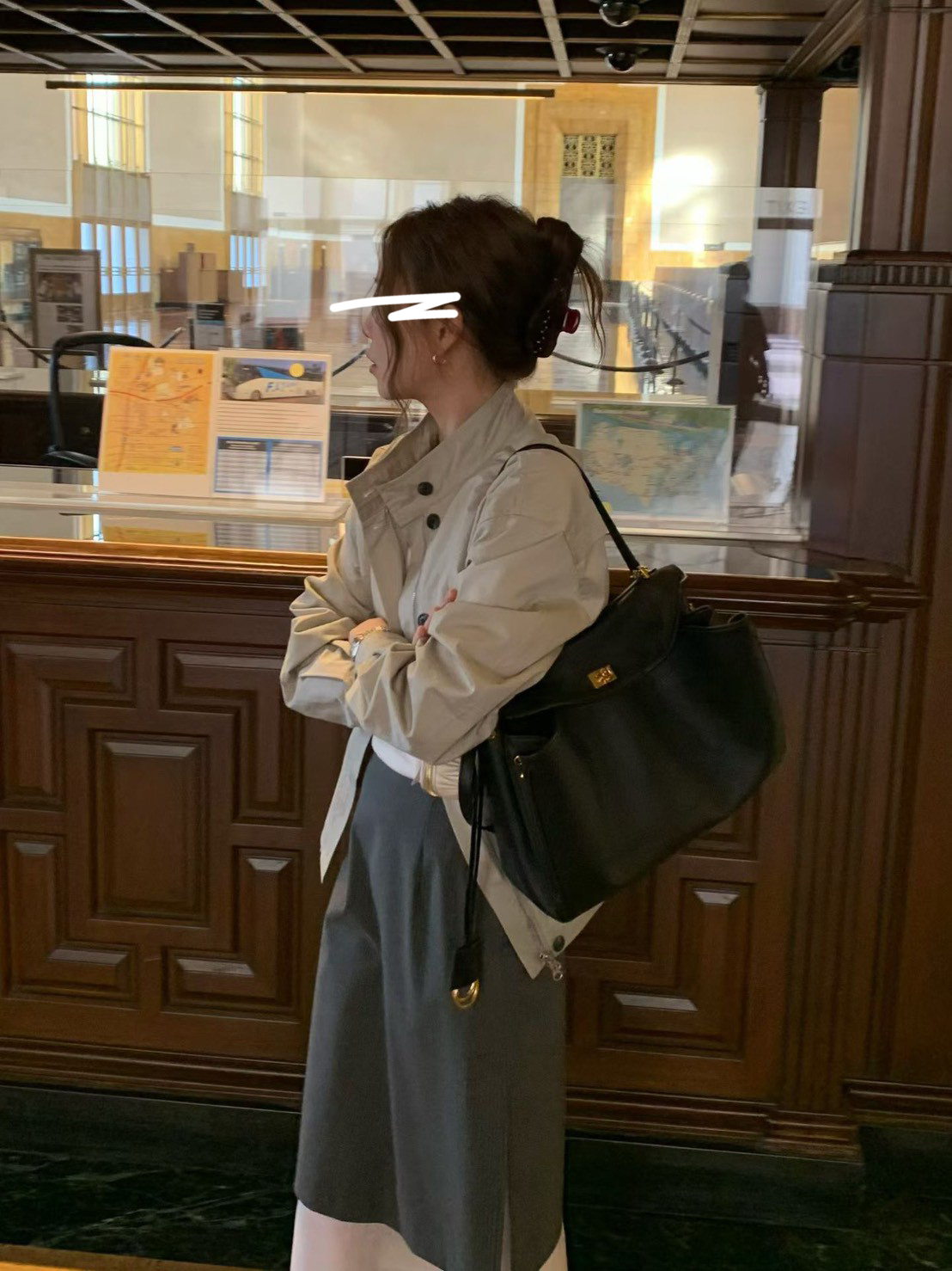 A59.淡雅收腰休閒口袋外套