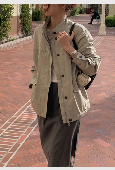A59.淡雅收腰休閒口袋外套