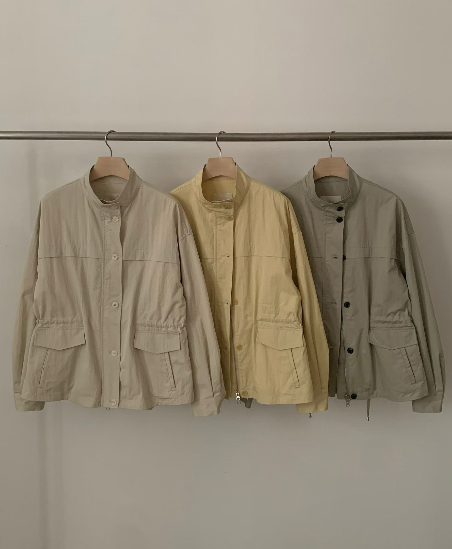 A59.淡雅收腰休閒口袋外套