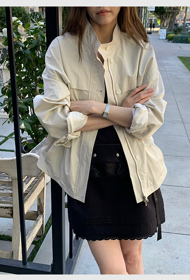 A59.淡雅收腰休閒口袋外套