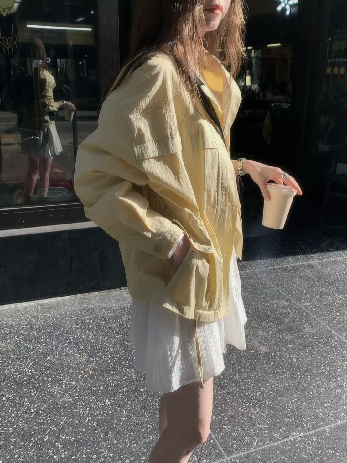 A59.淡雅收腰休閒口袋外套