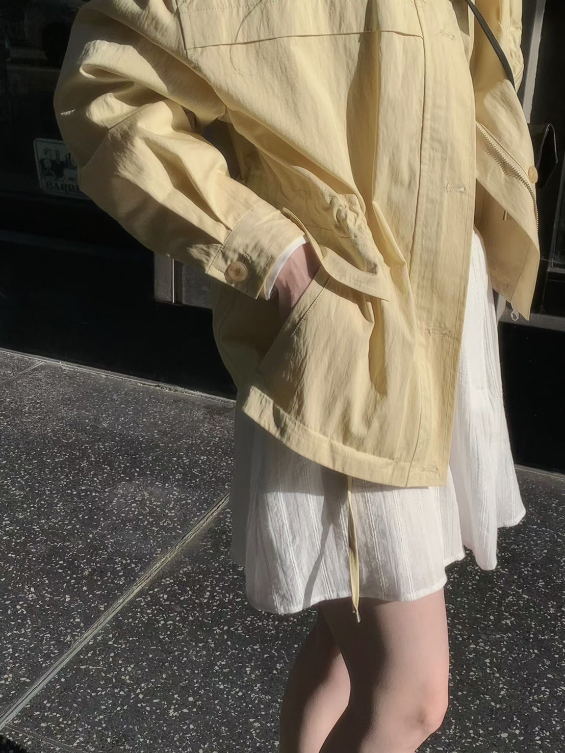 A59.淡雅收腰休閒口袋外套