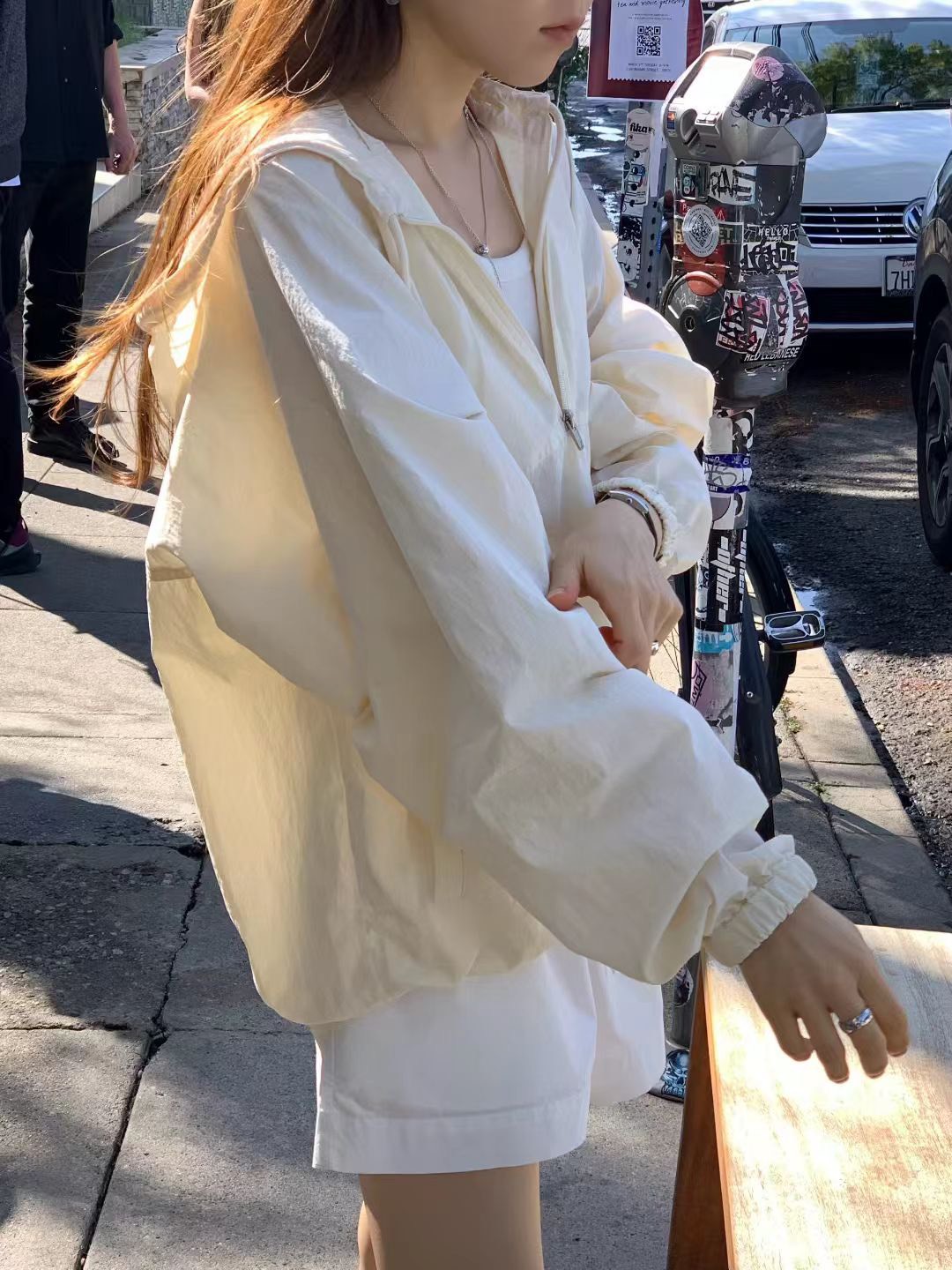 A14.顏值家半門襟拉鍊連帽上衣