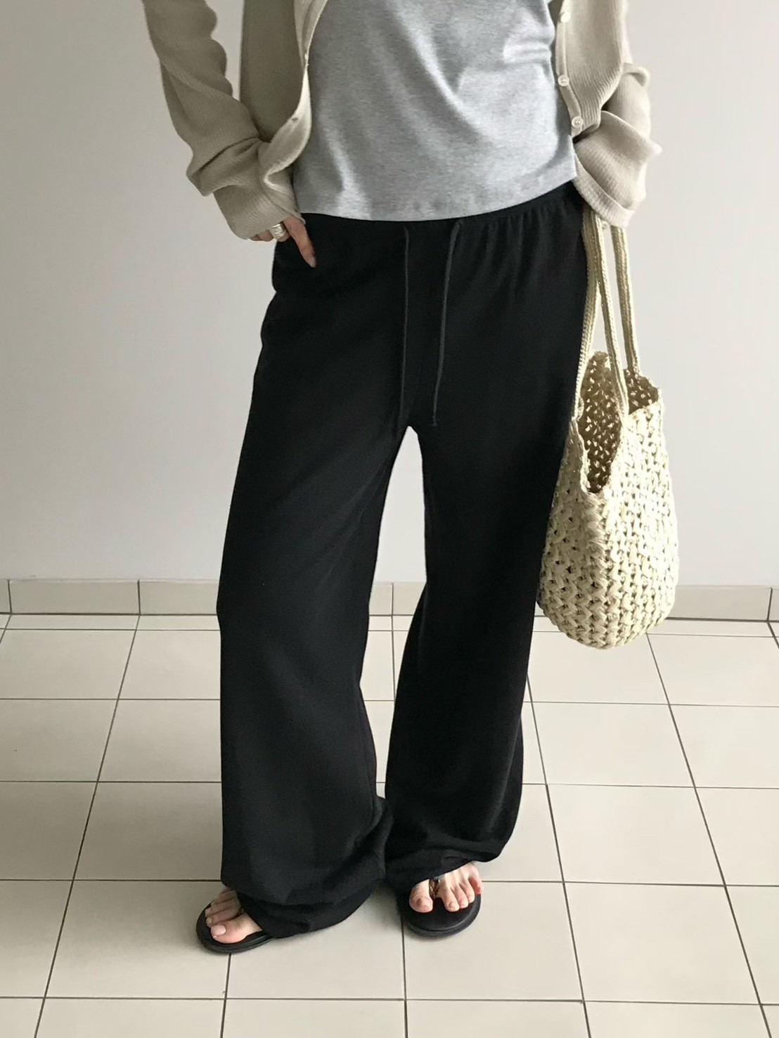 B81.小V家長腿秘訣鬆緊休閒褲