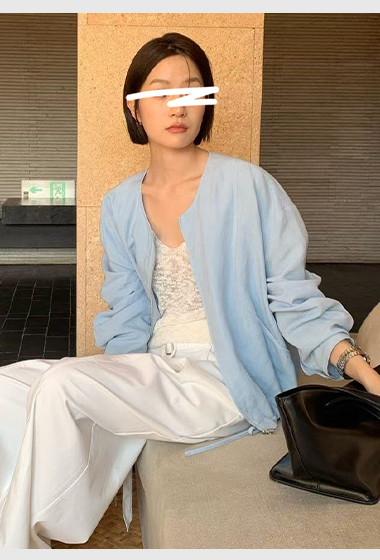 B26.淡雅天絲亞麻小外套
