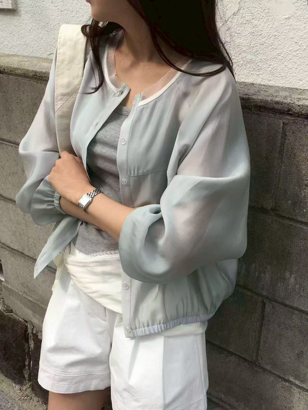 B36.櫥窗家網紗領口滾邊小外套