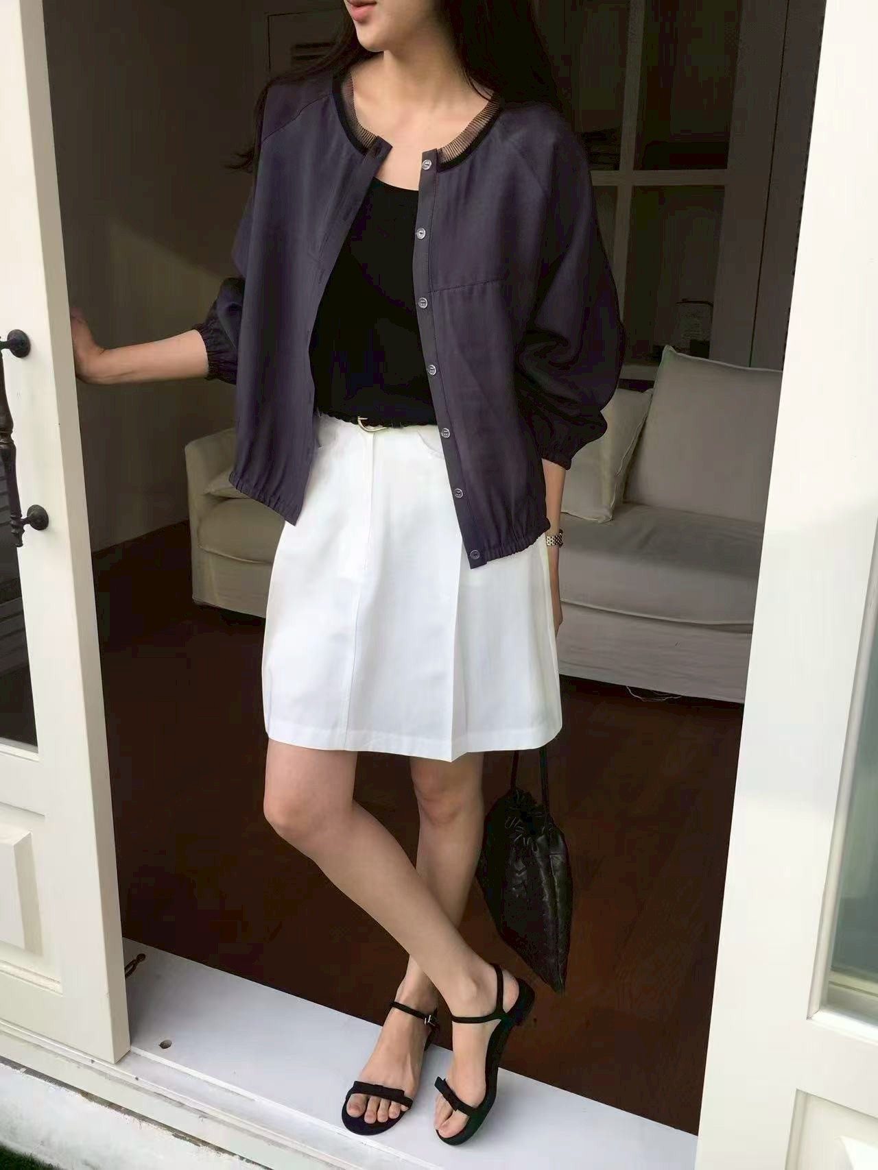 B36.櫥窗家網紗領口滾邊小外套