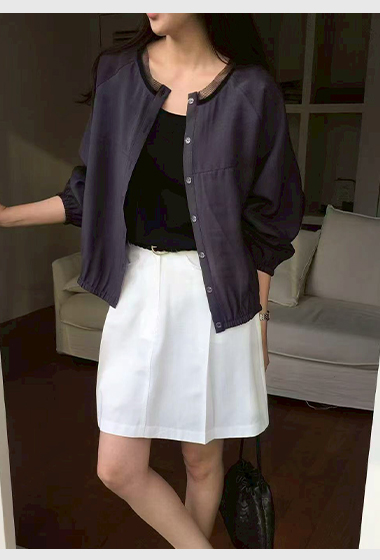 B36.櫥窗家網紗領口滾邊小外套