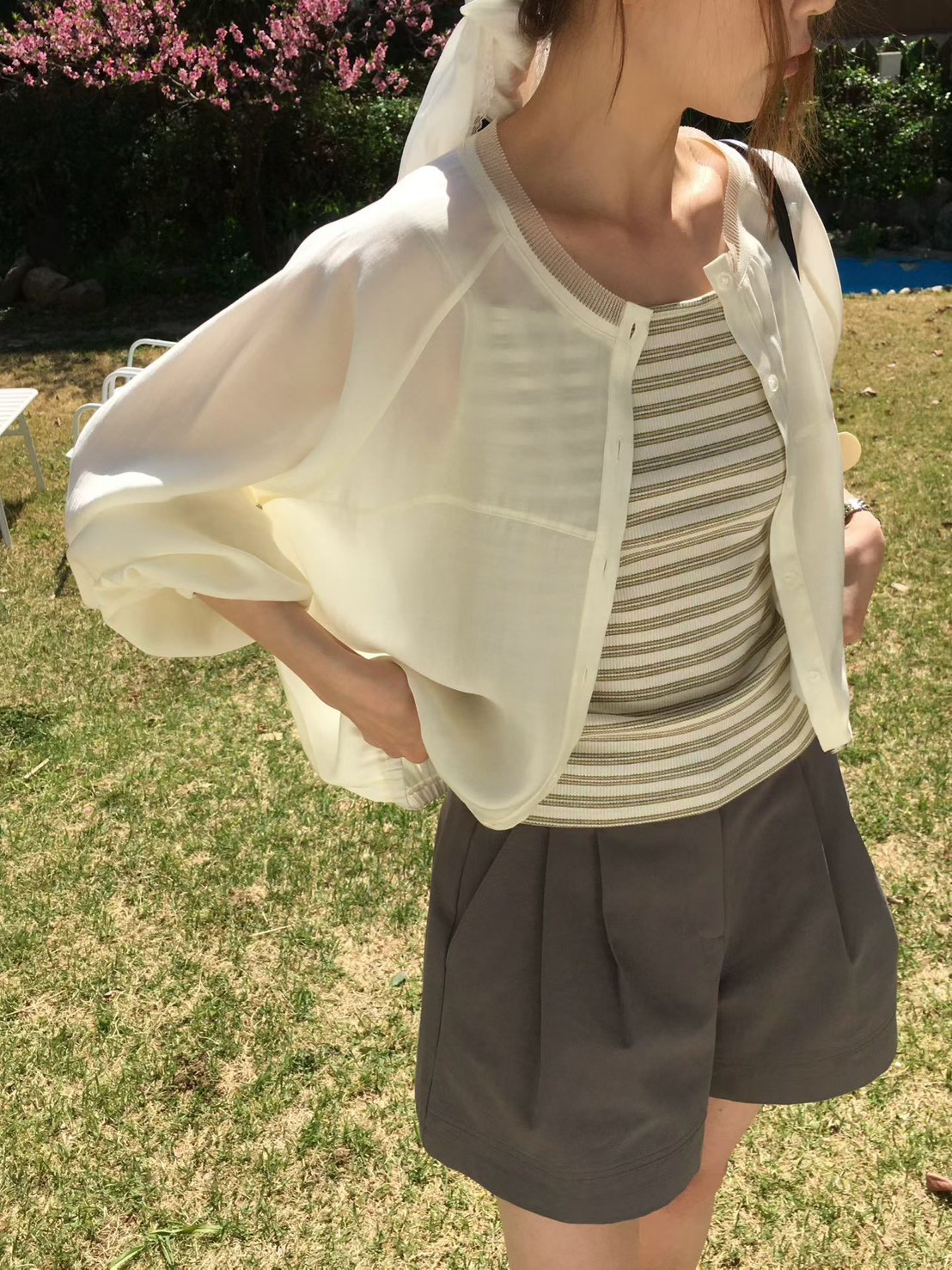 B36.櫥窗家網紗領口滾邊小外套