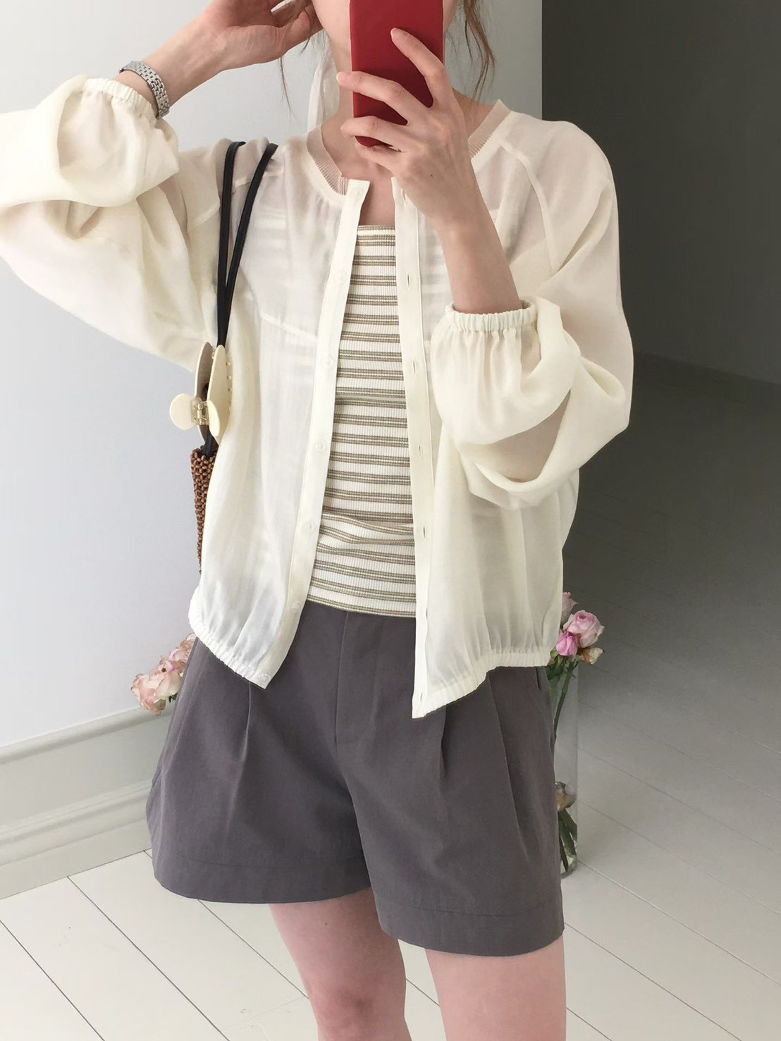 B36.櫥窗家網紗領口滾邊小外套