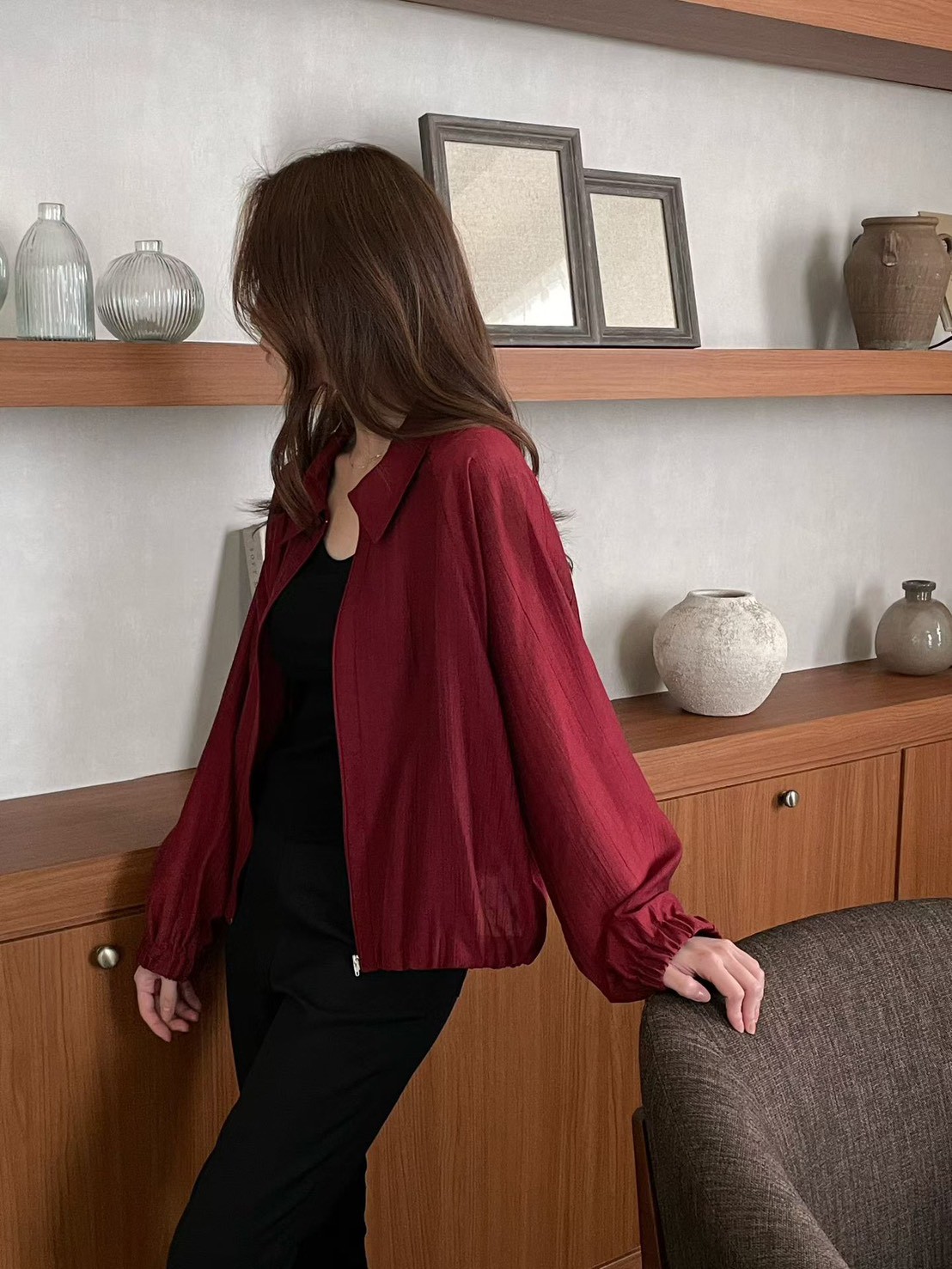 B53.QQ歐膩微醺薄拉鍊夾克