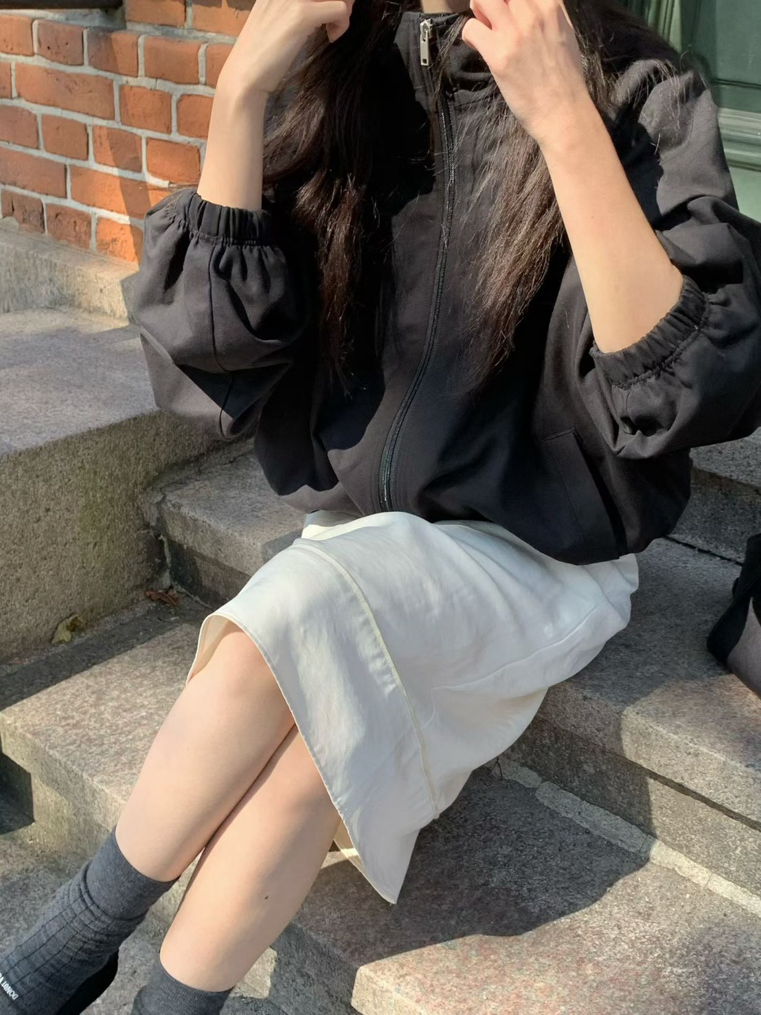 B74.小V家女孩立領拉鍊外套