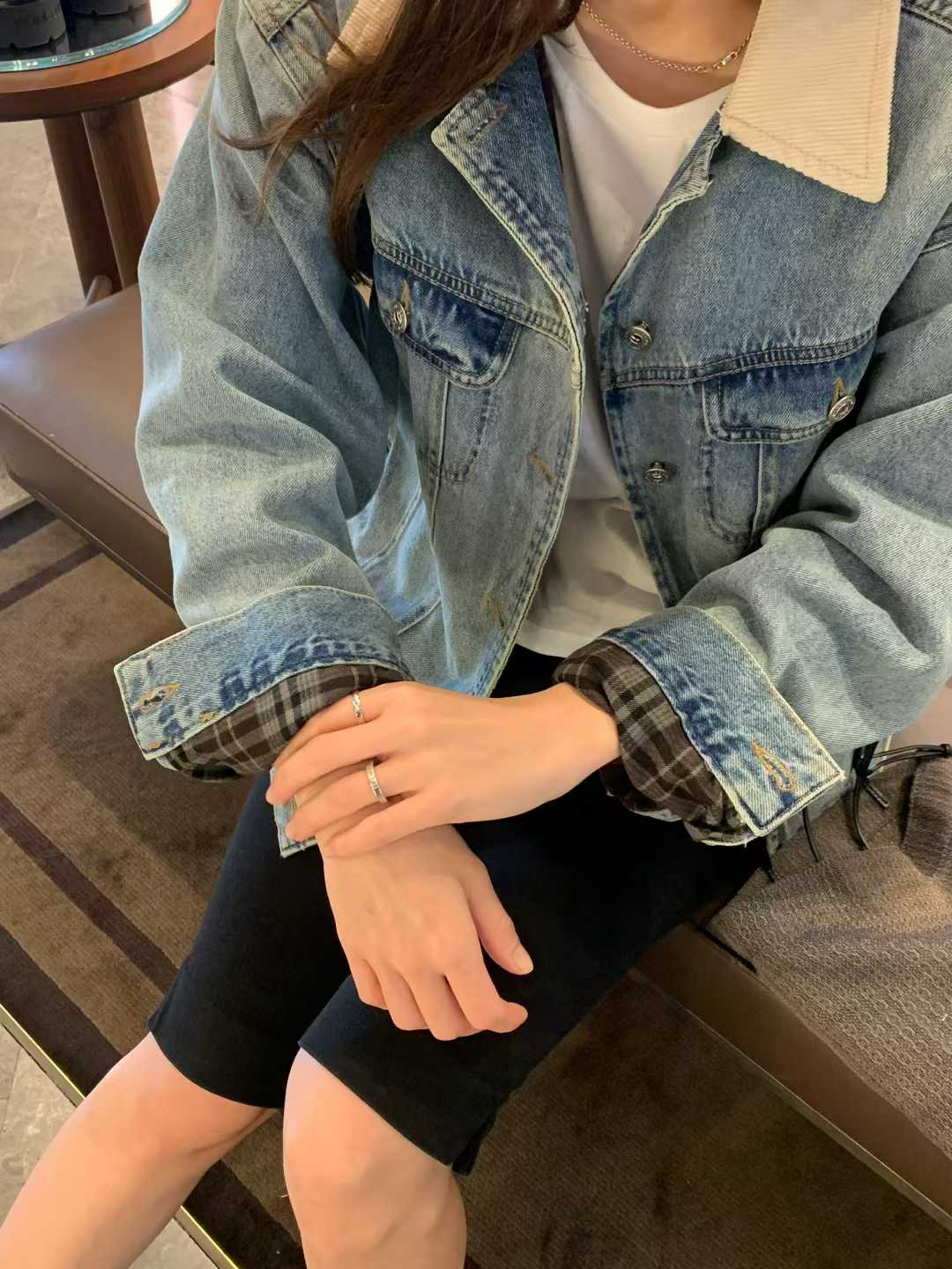 B47.清爽家撞色領牛仔外套