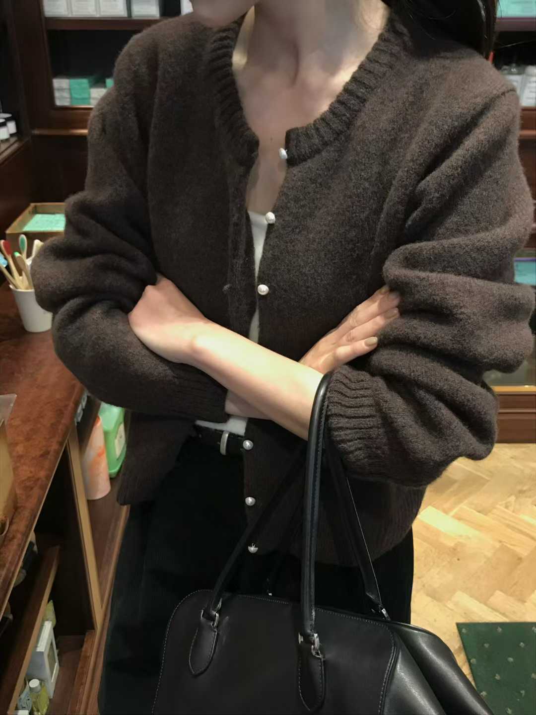 B13.小V家犛牛混紡珍珠釦外套