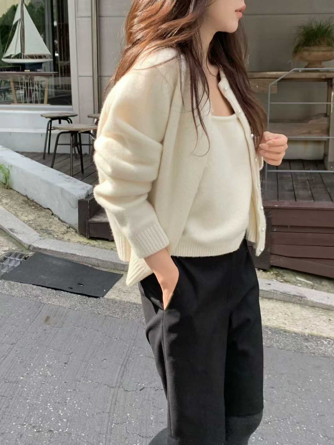 B13.小V家犛牛混紡珍珠釦外套