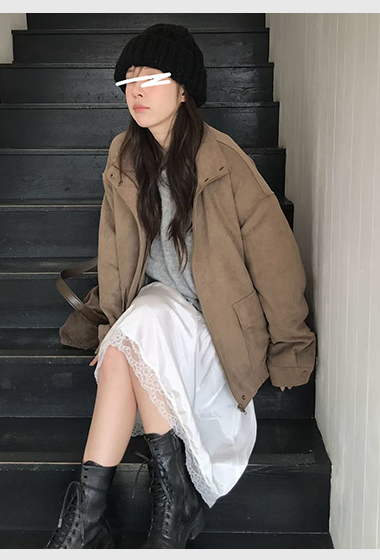 B15.小V家時髦立領麂皮外套