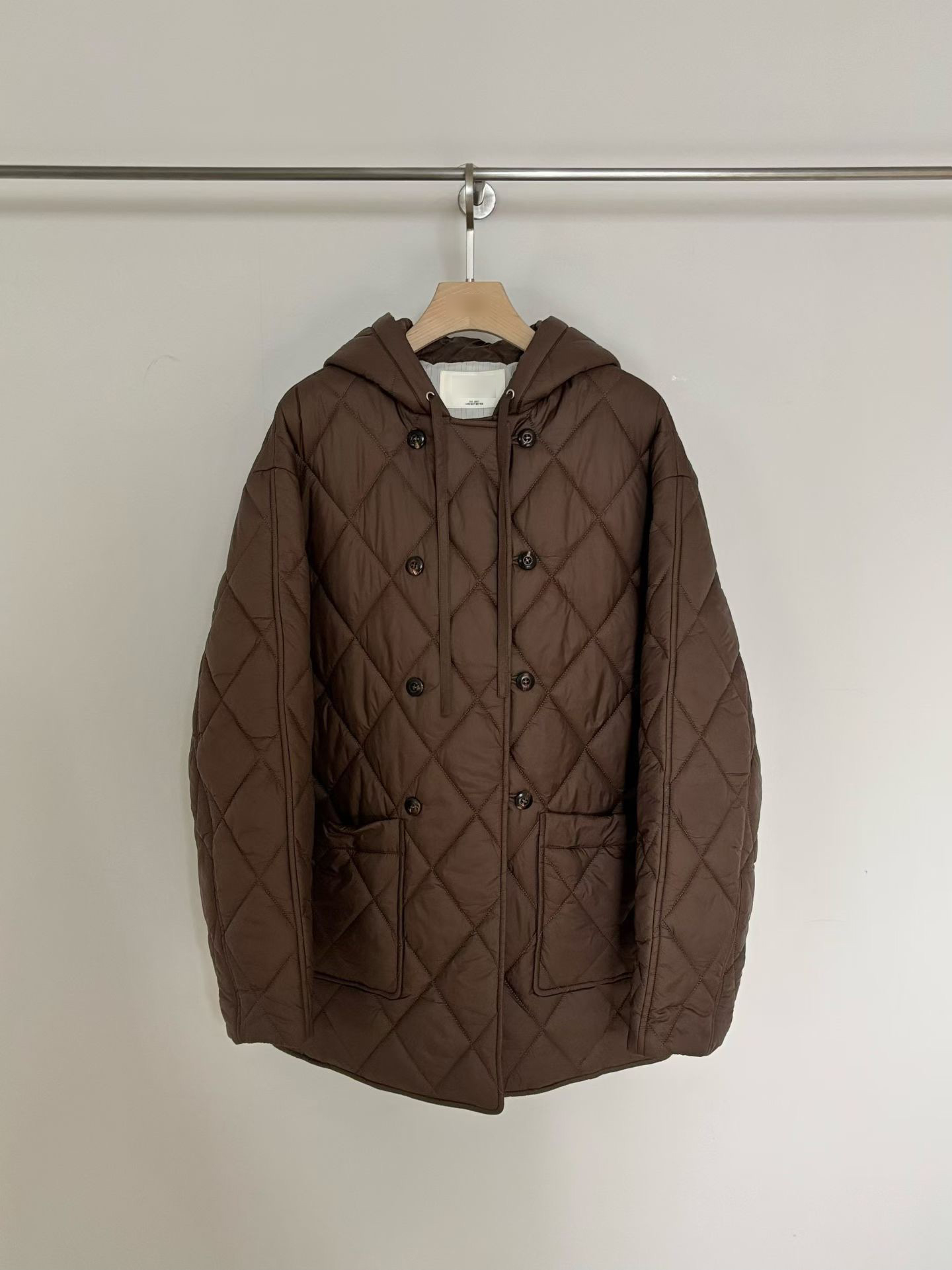 B14.小V家格紋中長連帽外套