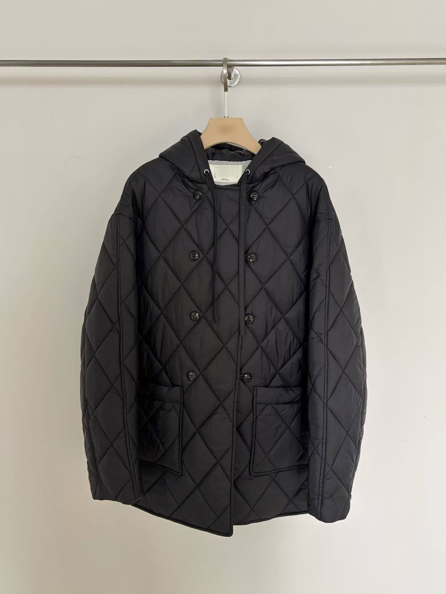 B14.小V家格紋中長連帽外套