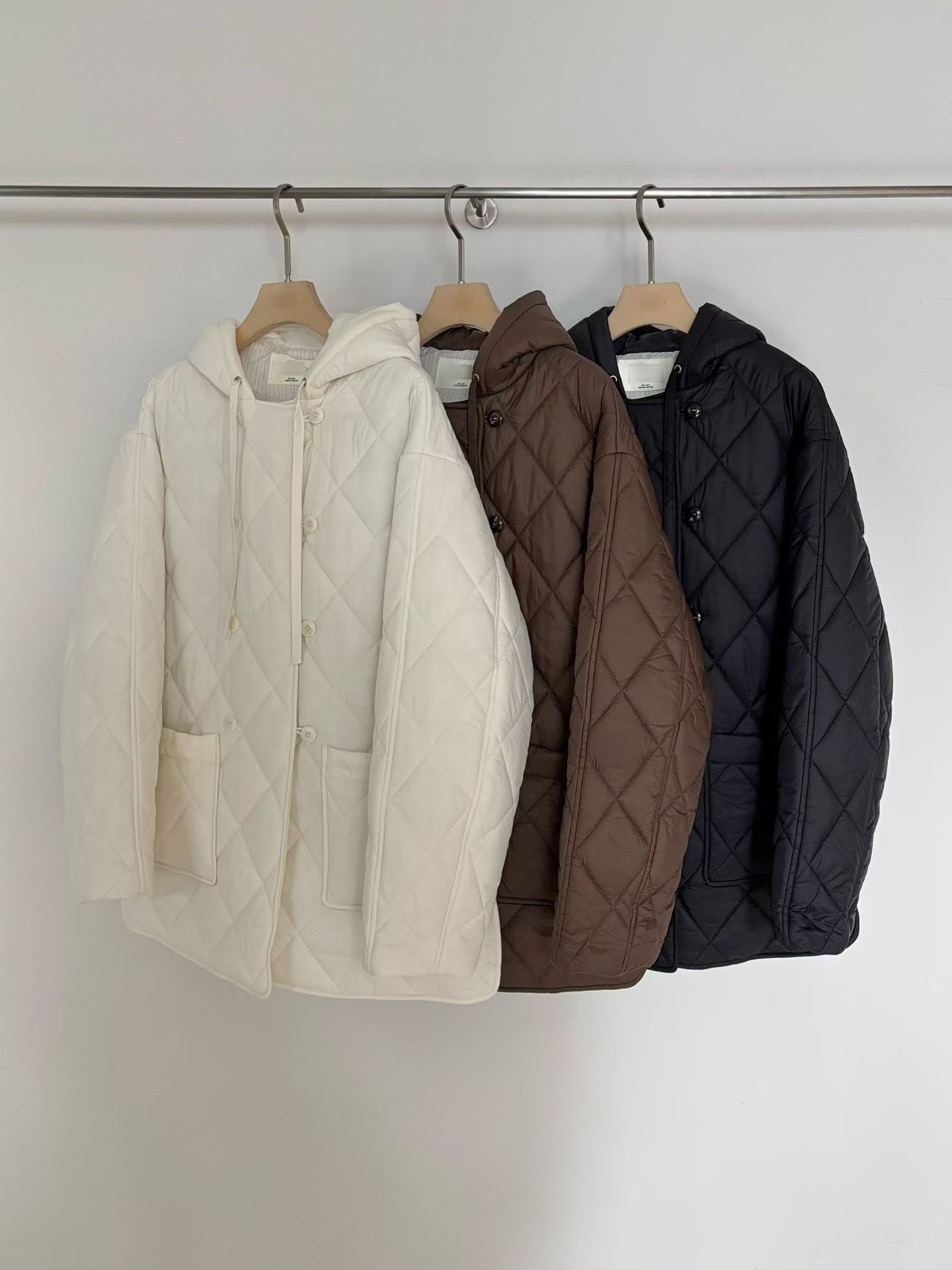 B14.小V家格紋中長連帽外套