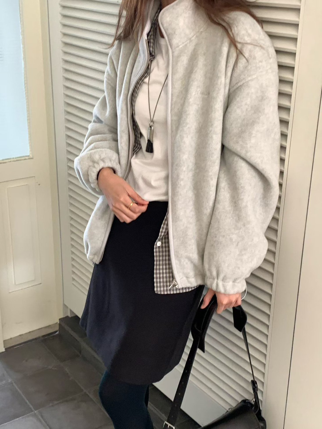 A31.大V家小繡字立領搖粒絨外套