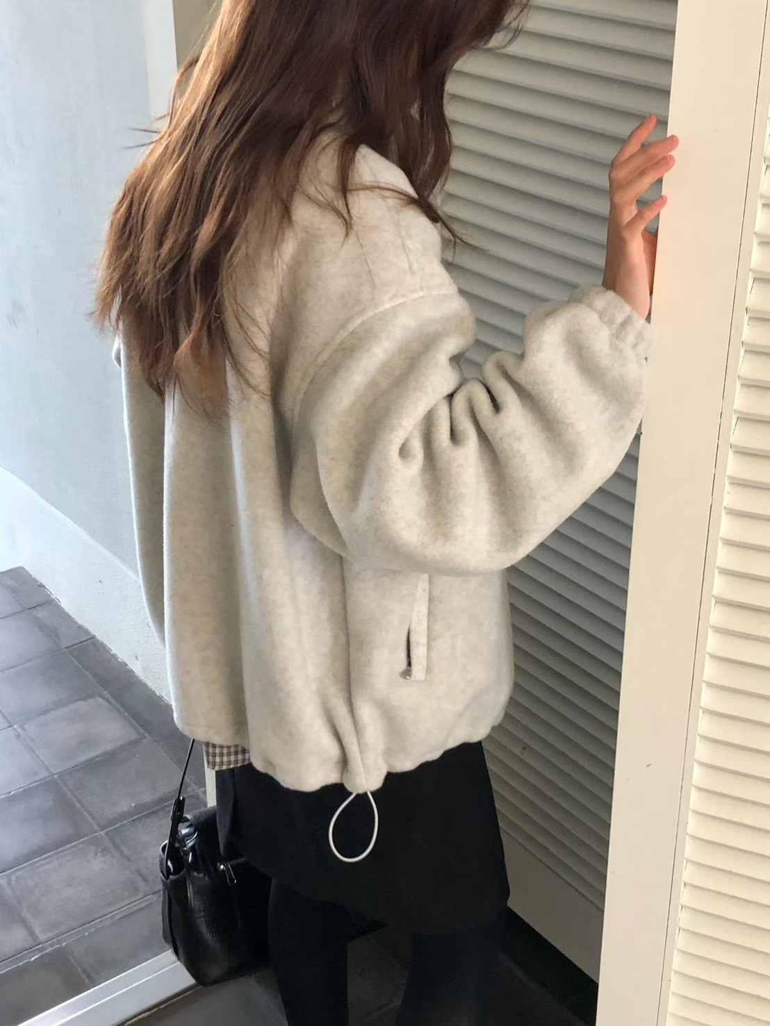 A31.大V家小繡字立領搖粒絨外套