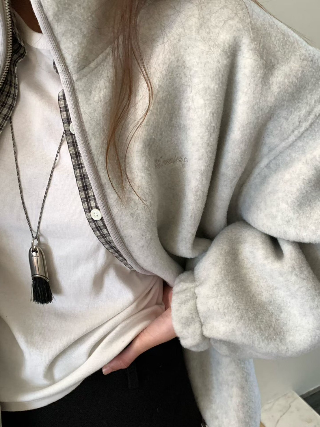 A31.大V家小繡字立領搖粒絨外套