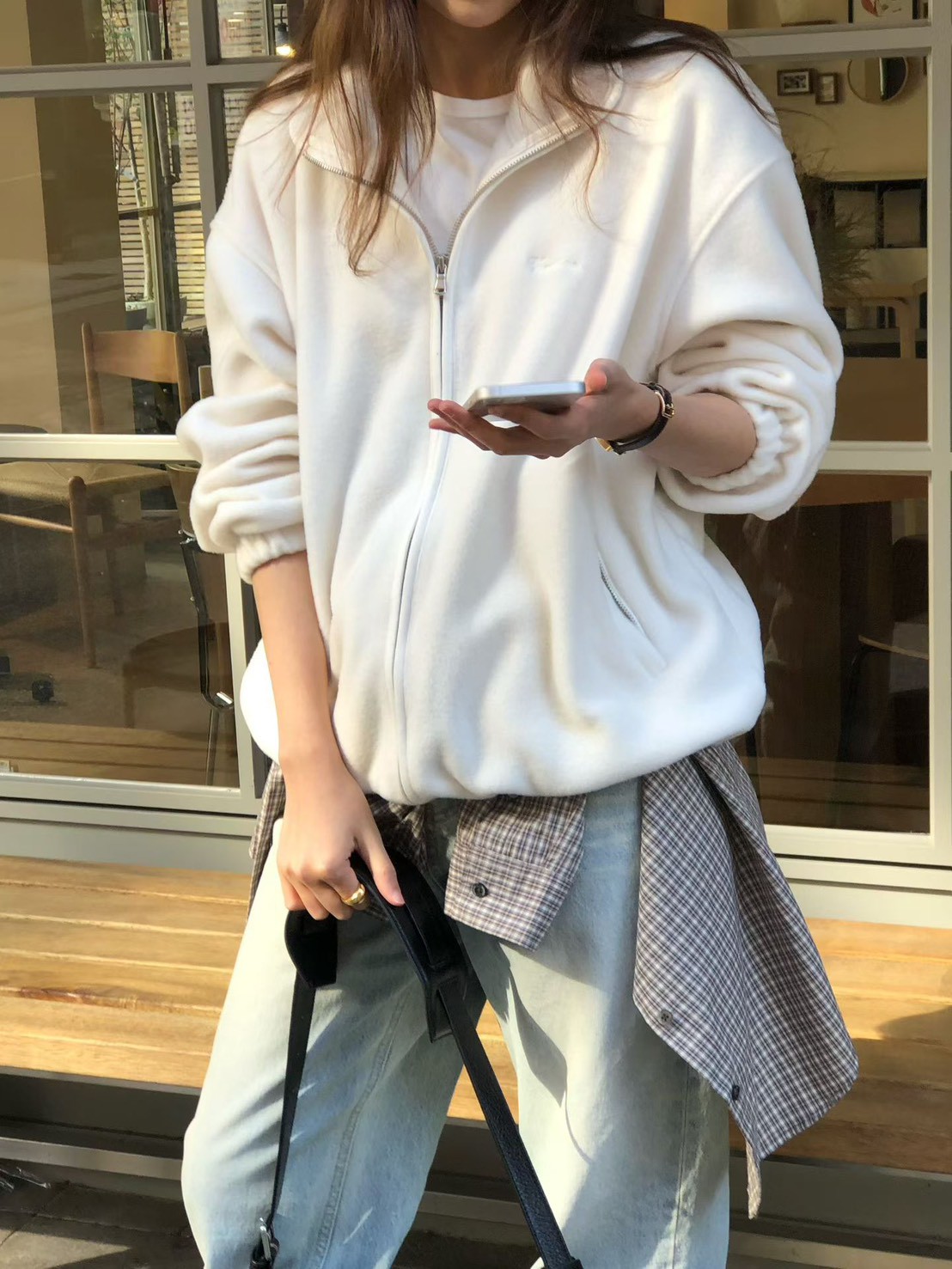 A31.大V家小繡字立領搖粒絨外套