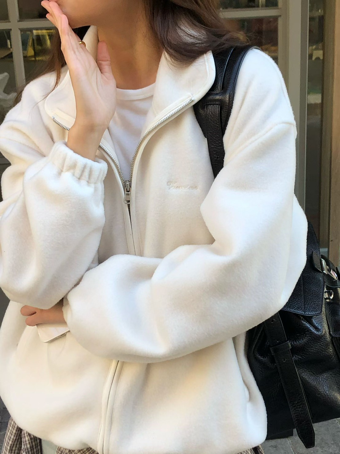 A31.大V家小繡字立領搖粒絨外套