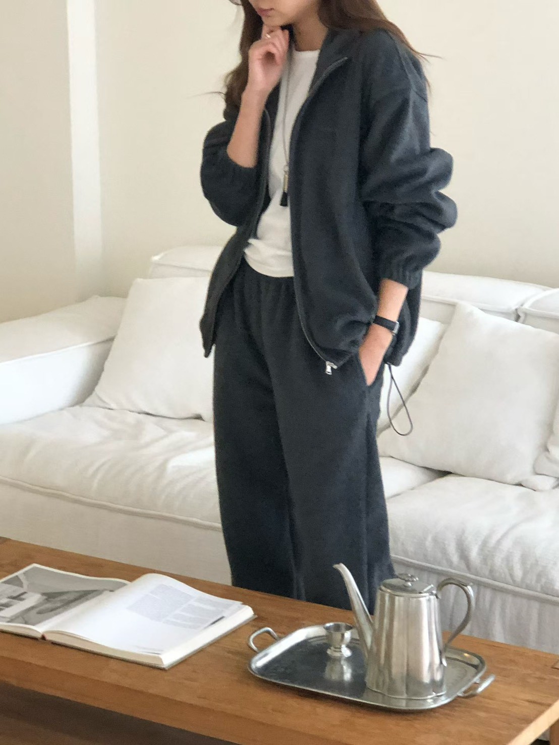 A31.大V家小繡字立領搖粒絨外套