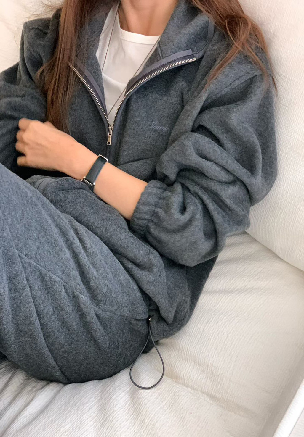 A31.大V家小繡字立領搖粒絨外套