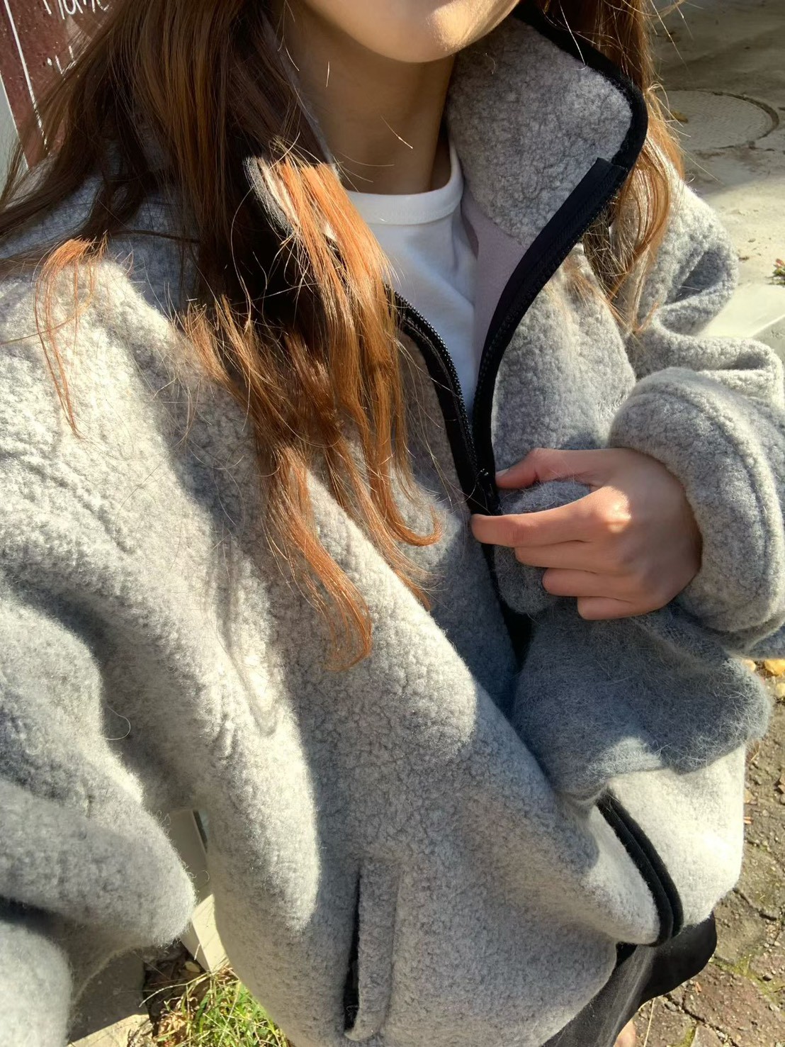 A27.大V家75%WOOL絨毛拉鍊外套