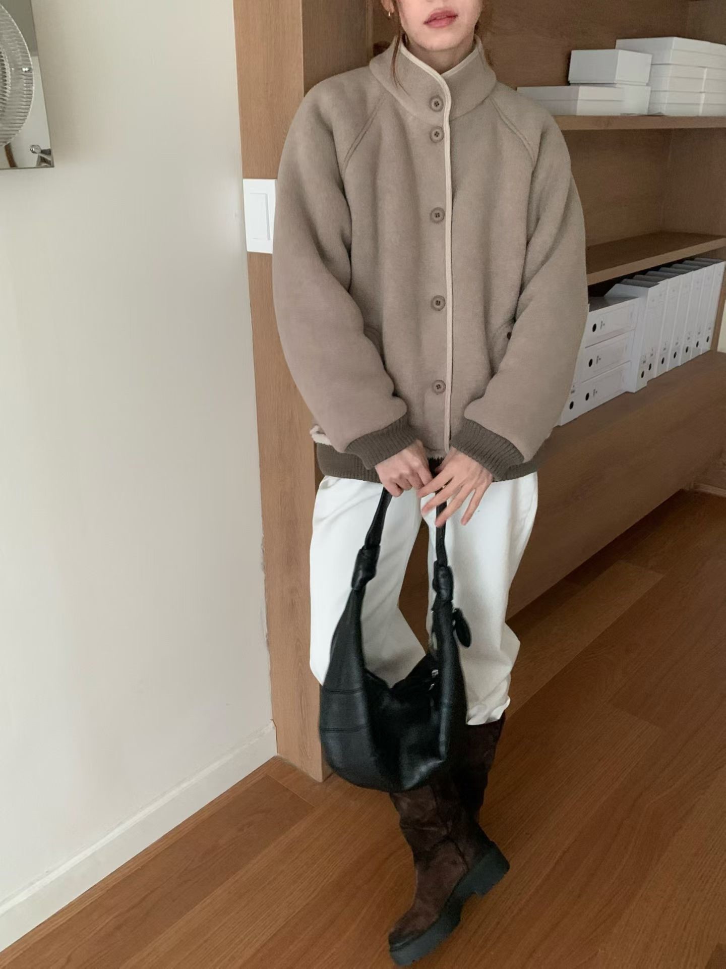 A80.棉花糖內QQ毛立領拉鍊外套