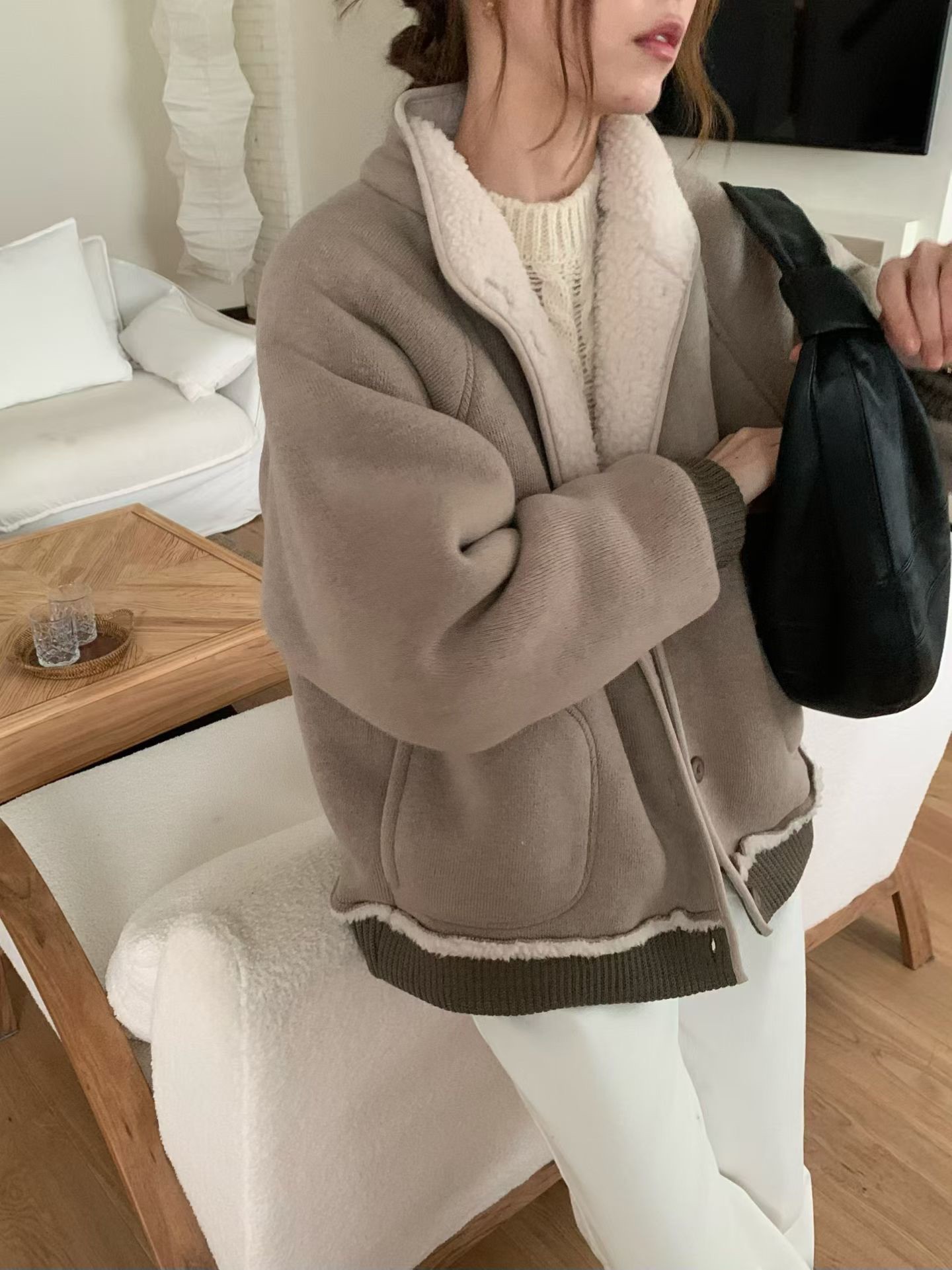 A80.棉花糖內QQ毛立領拉鍊外套