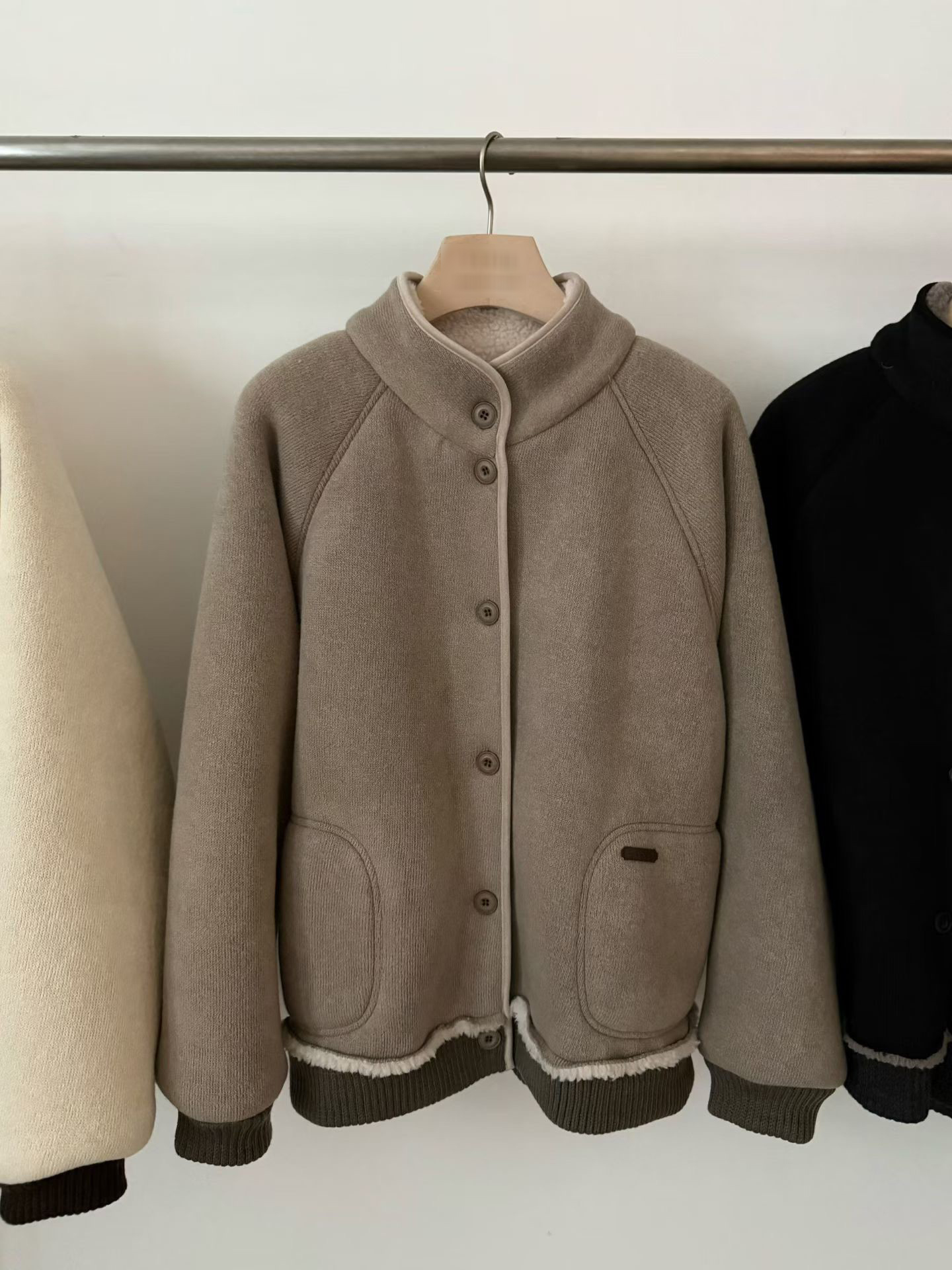 A80.棉花糖內QQ毛立領拉鍊外套