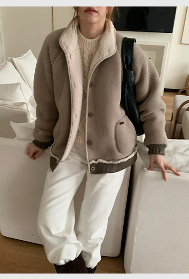 A80.棉花糖內QQ毛立領拉鍊外套