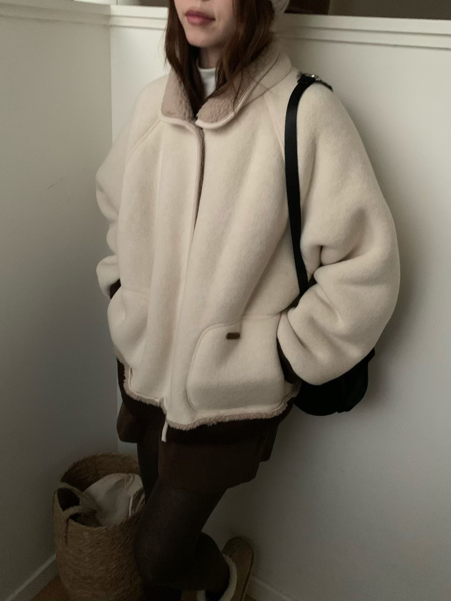 A80.棉花糖內QQ毛立領拉鍊外套