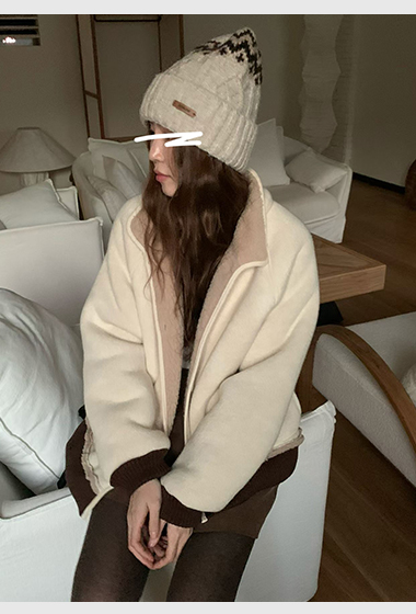 A80.棉花糖內QQ毛立領拉鍊外套