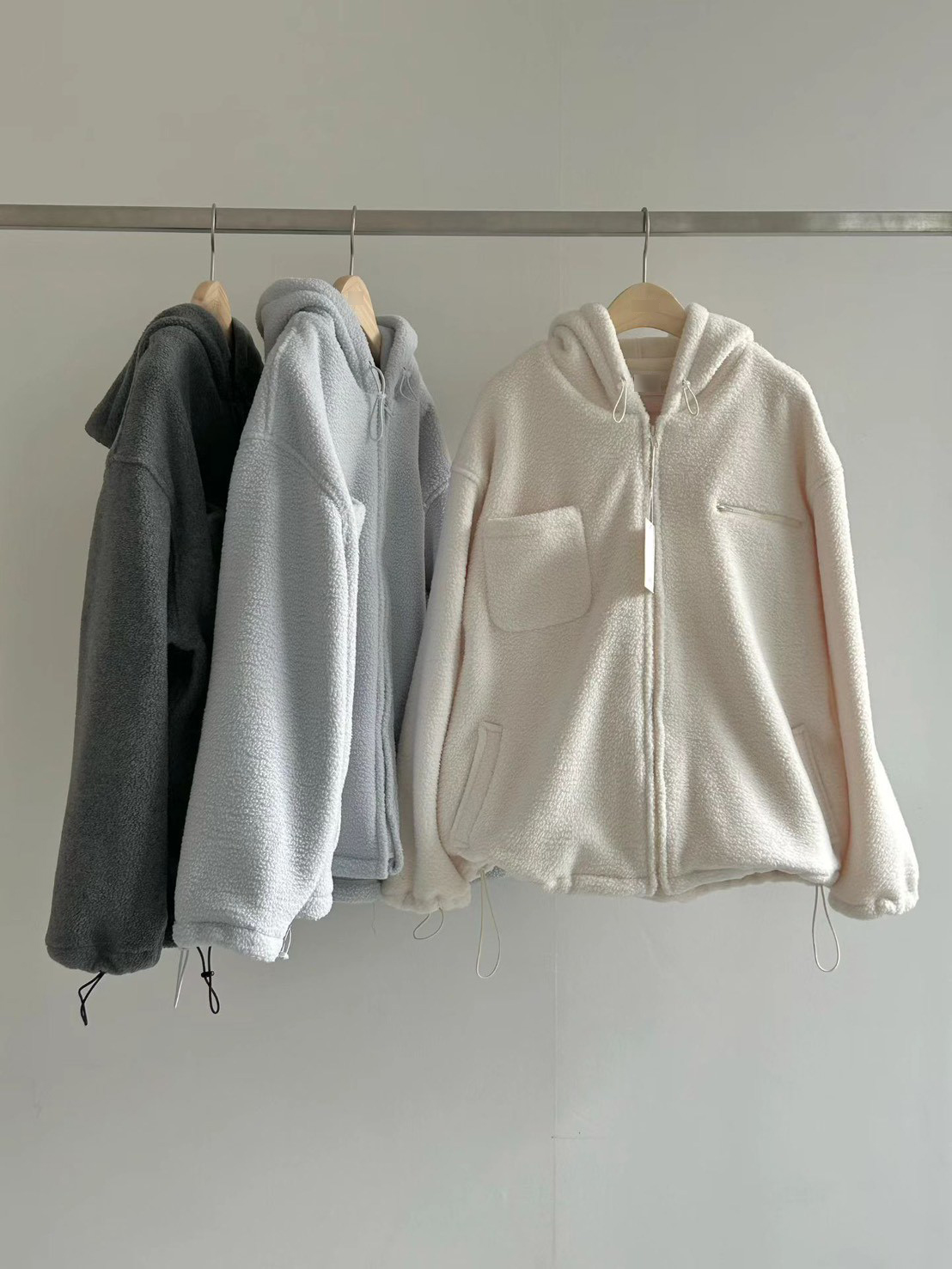 A24.馬卡龍連帽絨面休閒外套