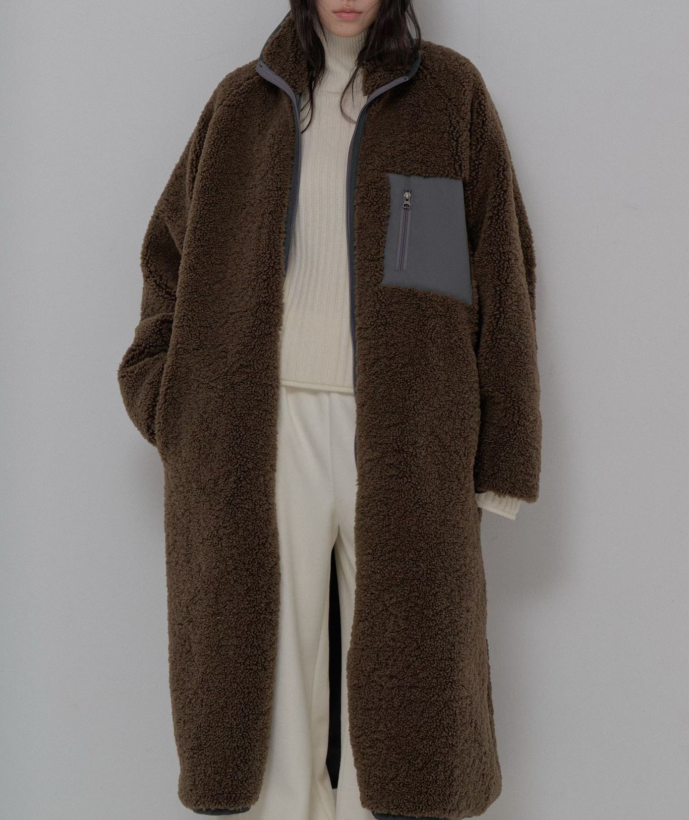 B55.正反2WAY長版QQ毛休閒外套