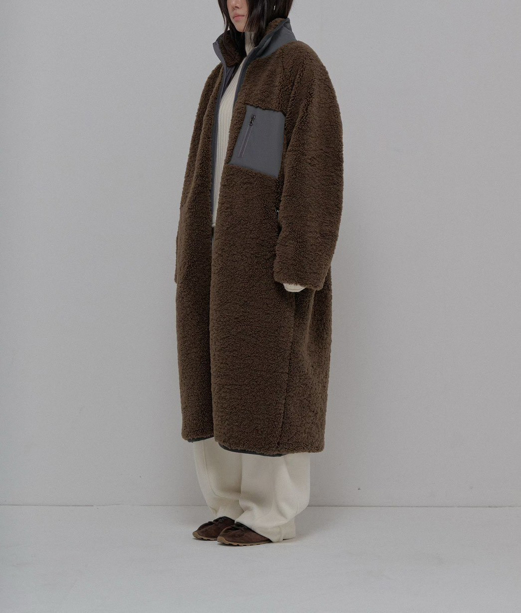 B55.正反2WAY長版QQ毛休閒外套