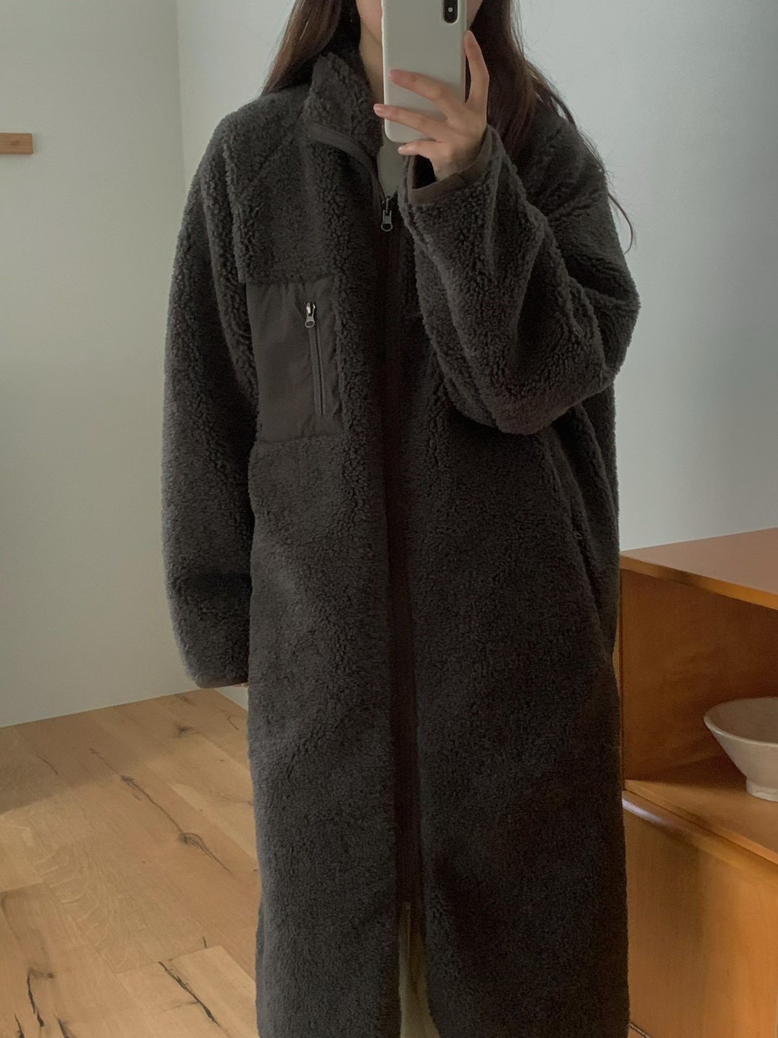 B55.正反2WAY長版QQ毛休閒外套