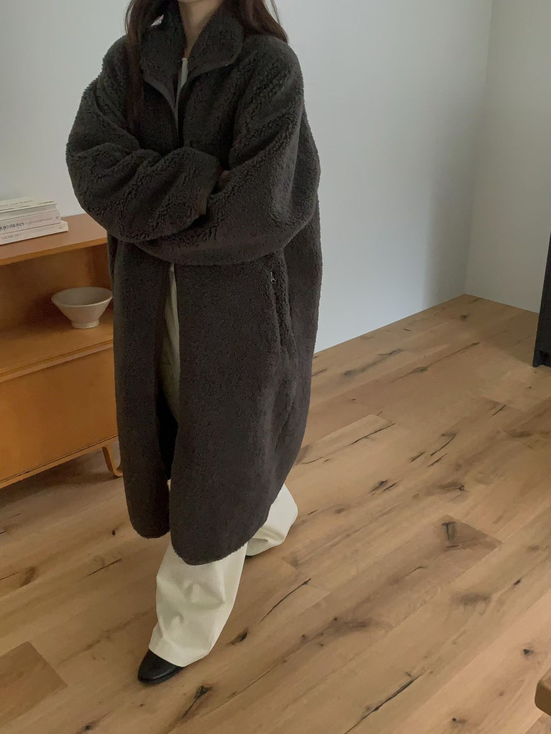 B55.正反2WAY長版QQ毛休閒外套