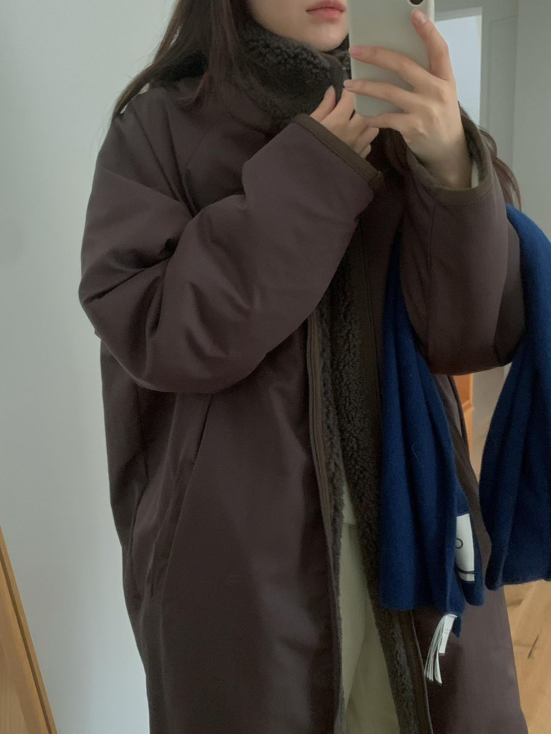 B55.正反2WAY長版QQ毛休閒外套