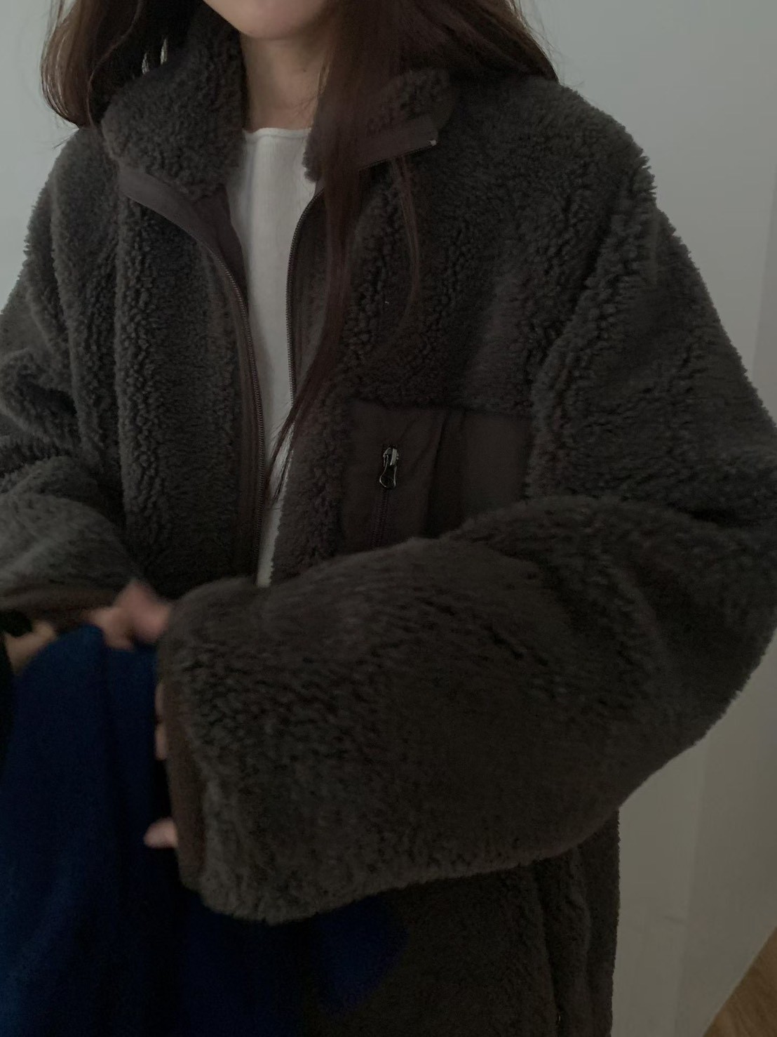 B55.正反2WAY長版QQ毛休閒外套