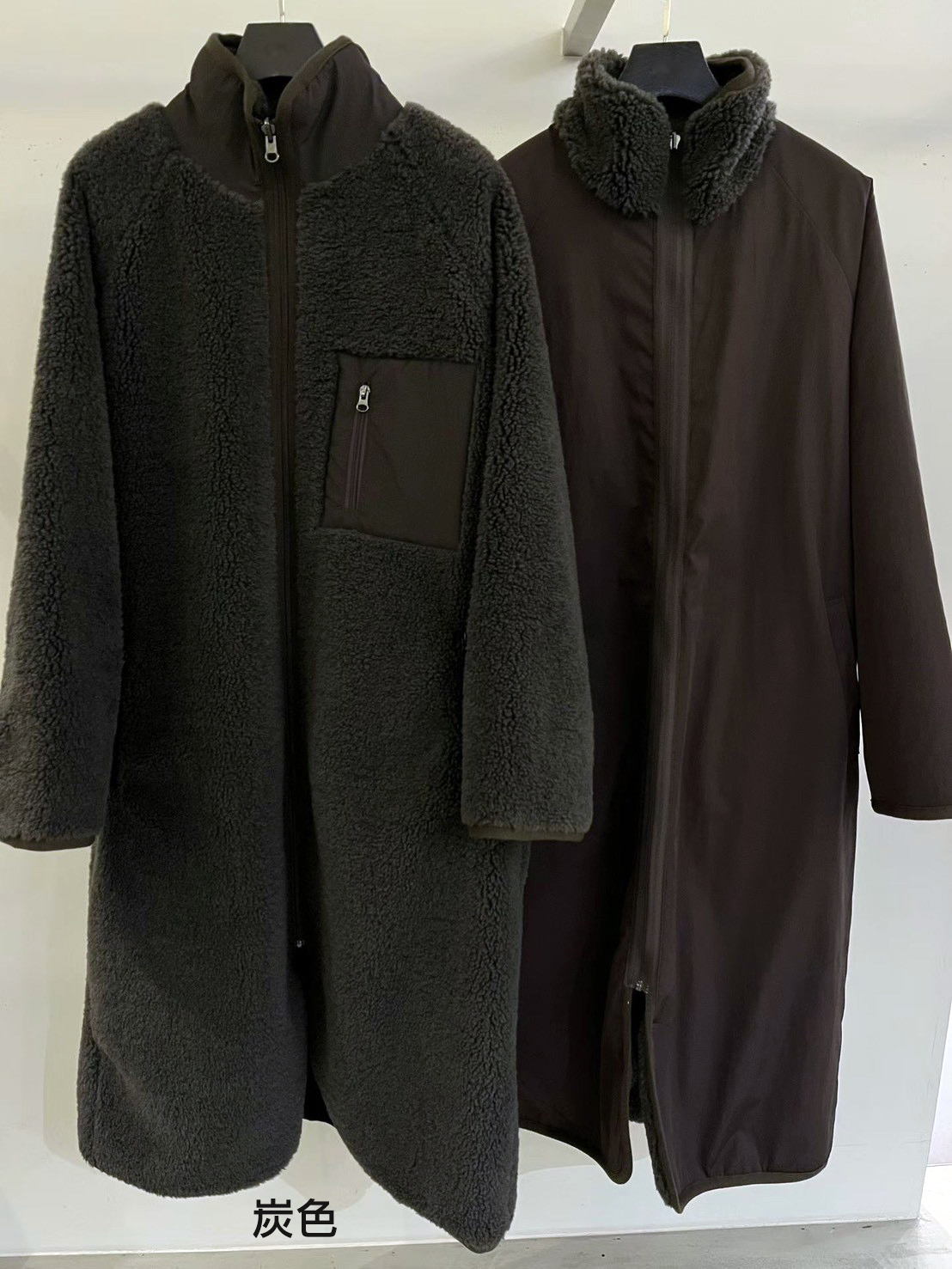 B55.正反2WAY長版QQ毛休閒外套