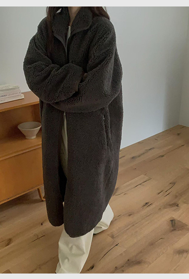 B55.正反2WAY長版QQ毛休閒外套